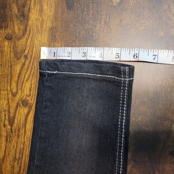 Maurices Jeans Size 32 Skinny Mid Rise Embellished Thick Stitch Black Stretch - Picture 11 of 12